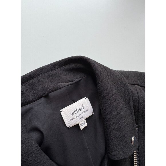 Aritzia WILFRED Montesson Black Crepe Motorcycle Moto Biker Jacket, Size 4 - Picture 11 of 13